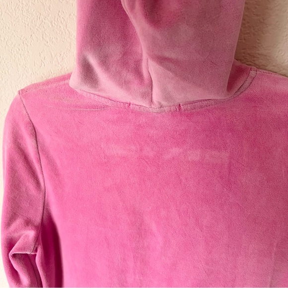 Y2K mcbling bubblegum pink juicy couture rhinestone J zipper velour hoodie - Picture 10 of 10